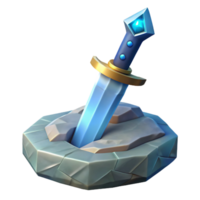 fascinating unparalleled A fantasy sword, embedded in a stone with Transparent Background png