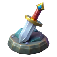 memorable futuristic A fantasy sword, embedded in a stone with Transparent Background premium png