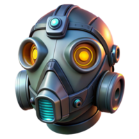 radiant baroque Cyberpunk gas mask with glowing filters and intricate details with Transparent Background artisan png