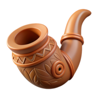 sumptuous remarkable Professional render, hyper-specific, isolated cutout of a tribal clay pipe, stylized animal form, intricate carving with Transparent Background png