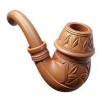 dynamic alluring Professional render, hyper-specific, isolated cutout of a tribal clay pipe, stylized animal form, intricate carving with Transparent Background exclusive png