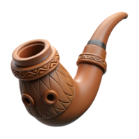 wonderful art deco Professional render, hyper-specific, isolated cutout of a tribal clay pipe, stylized animal form, intricate carving with Transparent Background elite png