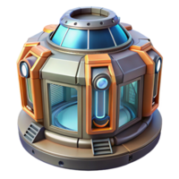 radiant celebrated Ultra-detailed, isolated cutout concept art style rendering of a single, advanced stasis pod, displaying intricate control panels with Transparent Background png