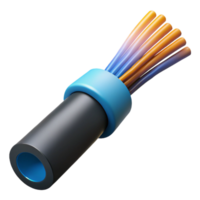 majestic sought-after Professional render, isolated cutout, ultra-detailed, photorealistic, hyper-specific depiction of a single fiber optic cable with light pulses, with Transparent Background png