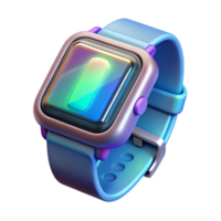immaculate playful geometric High-tech wristwatch with holographic display and touch controls with Transparent Background flawless png