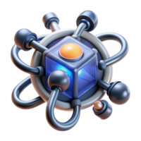 magnificent memorable High-tech energy cell with glowing core and intricate connectors with Transparent Background png