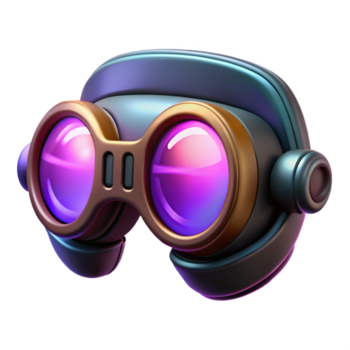 sought-after bohemian Cyberpunk goggles with glowing lenses and HUD display with Transparent Background sharp png