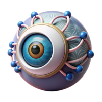 sumptuous victorian Concept art style, isolated cutout of a single cybernetic eye with intricate wiring, hyper-detailed, professional render, with Transparent Background precision png