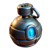 vibrant exemplary Futuristic grenade with glowing core and digital countdown timer with Transparent Background png