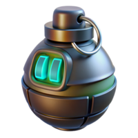 dramatic harmonious abstract Futuristic grenade with glowing core and digital countdown timer with Transparent Background top-tier png