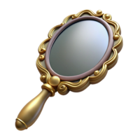 notable futuristic Ultra-detailed, isolated cutout of a vintage hand mirror with an ornate frame with Transparent Background elite png