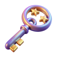 dreamy exquisite Photorealistic, hyper-specific professional render, isolated cutout of a single, cosmic key, intricately carved with celestial symbols with Transparent Background museum quality png