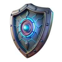 whimsical captivating Futuristic shield with glowing energy field and intricate design with Transparent Background studio quality png