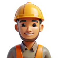 memorable art deco Construction worker with hard hat, with Transparent Background high quality png