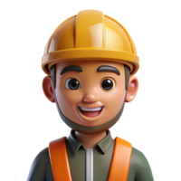captivating bohemian Construction worker with hard hat, with Transparent Background handcrafted png