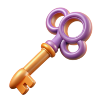 magnificent unforgettable A single, ornate key, suitable for a magical lock with Transparent Background png