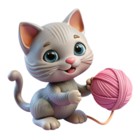 wonderful modern Kitten Playing with Yarn 4K png