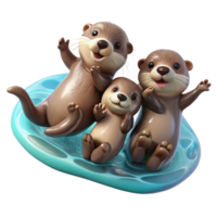 impressive classic A Family of Playful Otters Holding Paws high resolution png