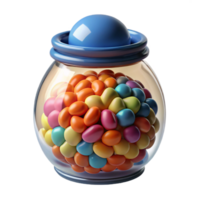 inspired modern Professional render, concept art style, isolated cutout of a floating brain encased in a glass jar filled with colorful marbles with Transparent Background 4K png