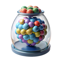 vibrant coastal Professional render, concept art style, isolated cutout of a floating brain encased in a glass jar filled with colorful marbles with Transparent Background elite png