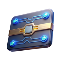gorgeous nostalgic tropical Sci-fi keycard, glowing circuitry, digital display with Transparent Background elite png