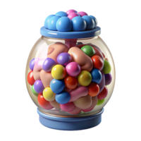 vibrant celebrated Professional render, concept art style, isolated cutout of a floating brain encased in a glass jar filled with colorful marbles with Transparent Background png