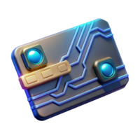 reflective impressive Sci-fi keycard, glowing circuitry, digital display with Transparent Background genuine png