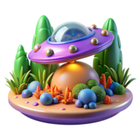 beautiful vintage A Spaceship Landing on a Lush Alien authentic png