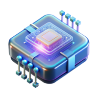 vibrant remarkable Futuristic data chip, glowing circuitry, holographic data stream with Transparent Background png