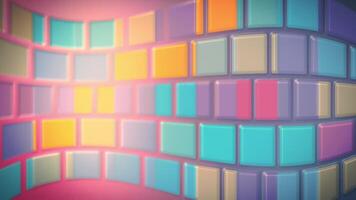 Colorful vibrant shiny background with a gently moving mosaic pattern of glossy tile shapes. This fun multicolored background animation is full HD and a seamless loop. video