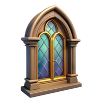 majestic playful creative Victorian window frame, intricate details, stained glass with Transparent Background exclusive png