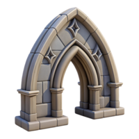hypnotic romantic elegant Gothic arch, stone, cathedral architecture with Transparent Background sharp png