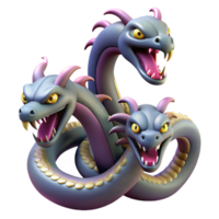 passionate elegant Hydra, multi-headed serpent with Transparent Background precision png