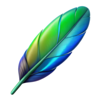passionate alluring Photorealistic, isolated cutout of a single hyper-specific hummingbird feather, iridescent green and blue with Transparent Background detailed png