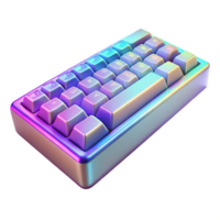 mesmerizing standout Photorealistic, ultra-detailed, hyper-specific professional render of a single, isolated, futuristic holographic keyboard, isolated cutout with Transparent Background png