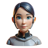 exceptional rustic Robot head, female android, realistic skin with Transparent Background luxury png