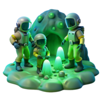 wonderful classic A Group of Astronauts Explore a Cave on 4K png