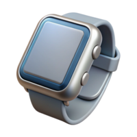 stunning celebrated Hyper-specific, concept art style, isolated cutout of a single, sleek, silver smartwatch with a blank screen with Transparent Background png