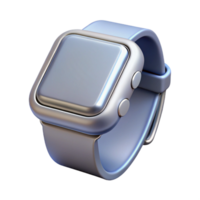 captivating reflective tropical Hyper-specific, concept art style, isolated cutout of a single, sleek, silver smartwatch with a blank screen with Transparent Background ultra HD png