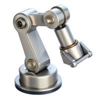 rare impressionist Photorealistic, ultra-detailed, isolated cutout of a single, polished chrome robotic arm, hyper-specific joints and wiring visible with Transparent Background flawless png