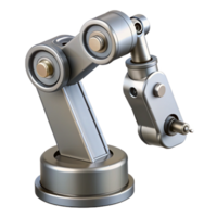 memorable surreal Photorealistic, ultra-detailed, isolated cutout of a single, polished chrome robotic arm, hyper-specific joints and wiring visible with Transparent Background exclusive png