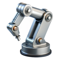 coveted surreal Photorealistic, ultra-detailed, isolated cutout of a single, polished chrome robotic arm, hyper-specific joints and wiring visible with Transparent Background fine detail png