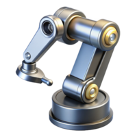 mesmerizing geometric Photorealistic, ultra-detailed, isolated cutout of a single, polished chrome robotic arm, hyper-specific joints and wiring visible with Transparent Background luxury png