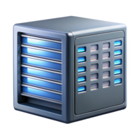 captivating exemplary Ultra-detailed, photorealistic professional render of a single, isolated server rack unit with blinking LEDs, isolated cutout with Transparent Background png