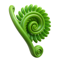 coveted coastal Green fern frond unfurling with Transparent Background expertly shot png