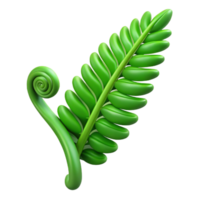 pristine energetic surreal Green fern frond unfurling with Transparent Background perfect clarity png