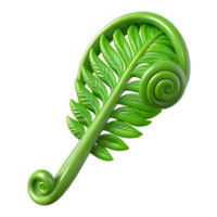 wonderful organic Green fern frond unfurling with Transparent Background refined png