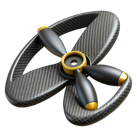 striking dynamic baroque Hyper-specific, photorealistic render of a single, carbon fiber drone propeller, isolated cutout Ultra-detailed texture with Transparent Background high resolution png