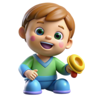 extraordinary joyful geometric Smiling toddler playing with toy, childhood portrait, with Transparent Background precision png