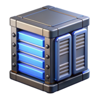 elegant playful mid-century Ultra-detailed, professional render of a single, futuristic, modular server rack component Isolated cutout with Transparent Background original png